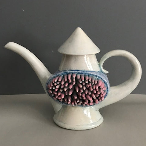 Teapot #13, ceramic sculpture by artist George Apotsos. Included in the exhibition, REUNION (Once Upon a Time in Philadelphia), at Cerulean Arts February 26 - March 24, 2025.