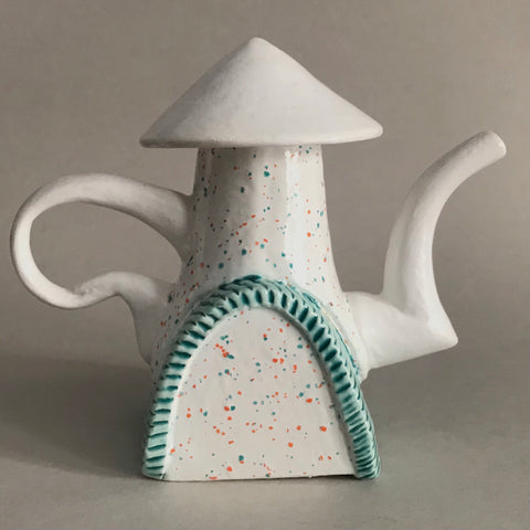 Teapot #6, ceramic sculpture by artist George Apotsos. Included in the exhibition, REUNION (Once Upon a Time in Philadelphia), at Cerulean Arts February 26 - March 24, 2025.