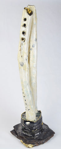 Embrace, ceramic, quartz crystals and gold leaf sculpture by Cerulean Arts Collective member Damini Celebre.