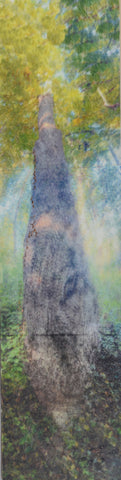Metsaema, encaustic, mixed media and metallic foil on birch panel painting by Cerulean Arts Collective member Damini Celebre.