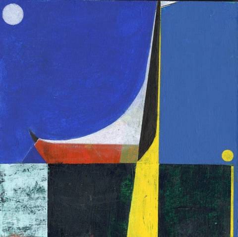 Black Swan at the Edge of the World, acrylic on matboard on panel painting by Philadelphia artist Michael Gallagher. Included in the exhibition Fine Feathered Friends at Cerulean Arts March 26 - April 20, 2025.