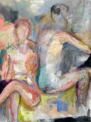 Entwined, oil and pastel on canvas painting by Cerulean Arts Collective Member Nancy Halbert. 