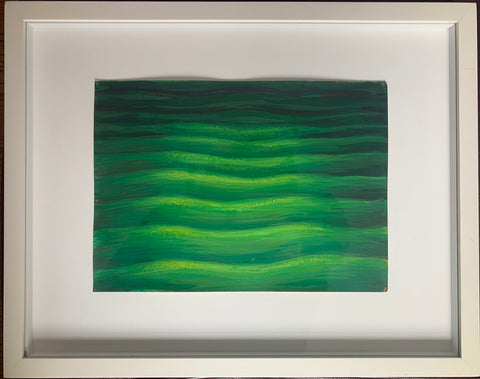 Untitled 02 (Green; light on water at night series), watercolor and gouache painting by artist Julie Jung. Included in the exhibition, REUNION (Once Upon a Time in Philadelphia), at Cerulean Arts February 26 - March 24, 2025.