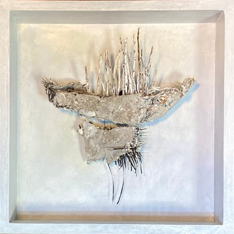 Sky Ship, wood, cement, aluminum, plastic & acrylic sculpture by Cerulean Arts Collective Member Monica Kane.