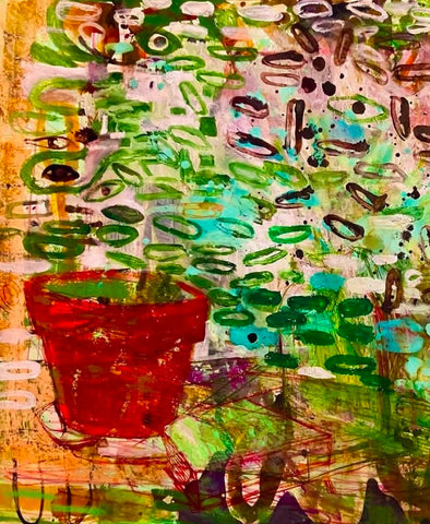 Every thing alive is connected and intelligent, mixed media including artist-made foraged inks, printed on canvas by artist Jessica Levine. Included in the exhibition, REUNION (Once Upon a Time in Philadelphia), at Cerulean Arts February 26 - March 24, 2025.