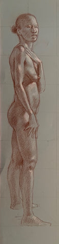 Connie, charcoal and chalk on toned paper drawing by New Jersey artist Roberto Osti