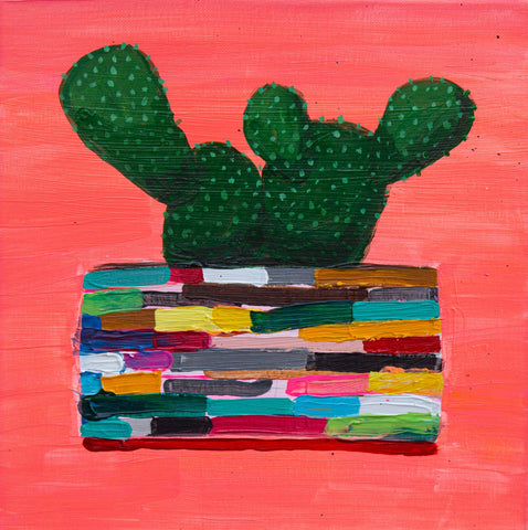 Cacti (Pink), acrylic on canvas painting by Cerulean Arts Collective Member Elaina Posey