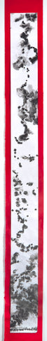 Rain Drops, sumi ink drawing on mulberry paper mounted on mulberry with bamboo by Cerulean Arts Collective Member Christine Stoughton