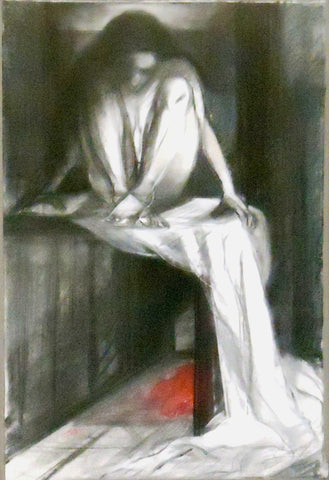 From the Wall, charcoal & pastel on paper drawing by Philadelphia artist Patricia Traub