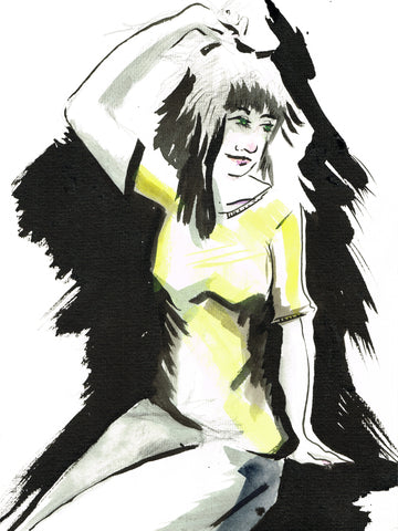 Mischievious, ink & watercolor on paper by Cerulean Arts Collective Member Ian Wagner