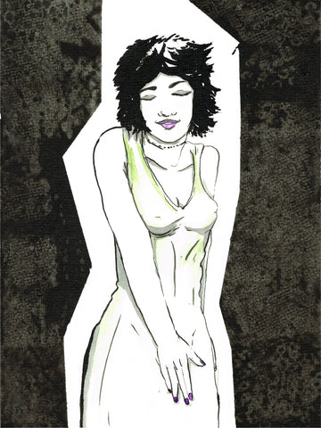 Party Dress, ink and watercolor on paper by Cerulean Arts Collective Member Ian Wagner