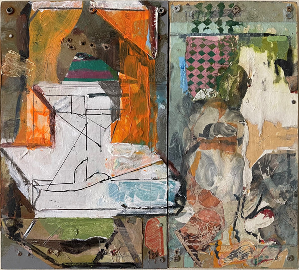 When Nobody Got Twisted, acrylic, oil and paper on panel painting by Ryan Ward available at Cerulean Arts. 