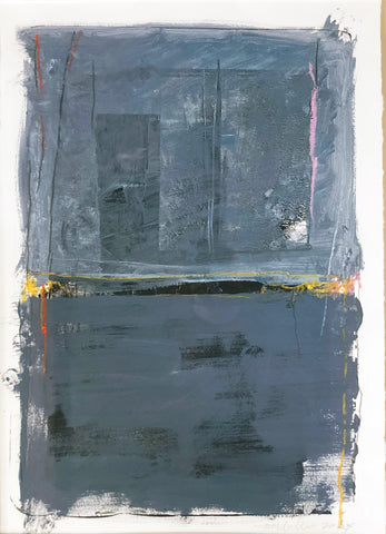 Landscape 2, stone lithograph & acrylic paint on paper print by Cerulean Arts Collective member Mark Willie